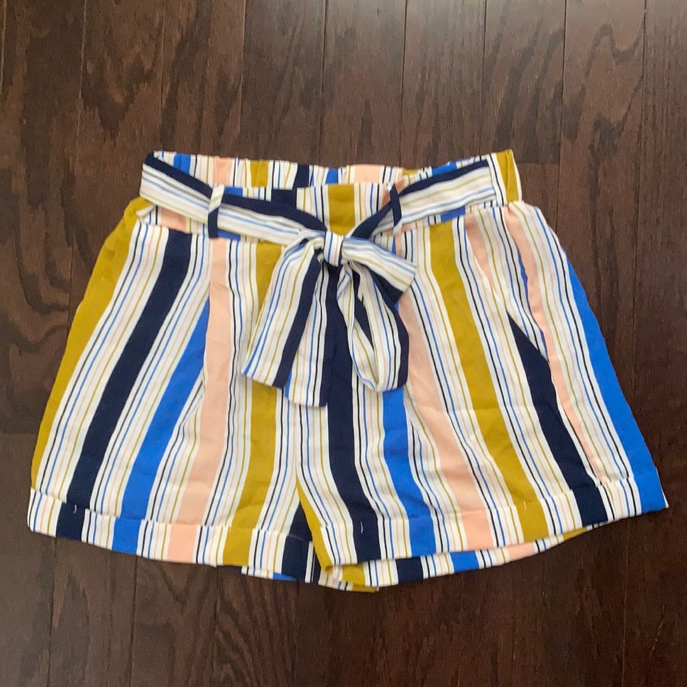Striped shorts with matching belt